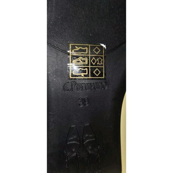 New! C.Paravano Leather Pointed Toe Flats Crystal Buckle Yellow US 8.5 $118 - Picture 12 of 14